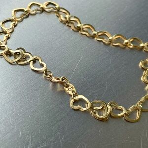 Womens 10K yellow gold full gold heart bracelet clean girl dainty jewelry